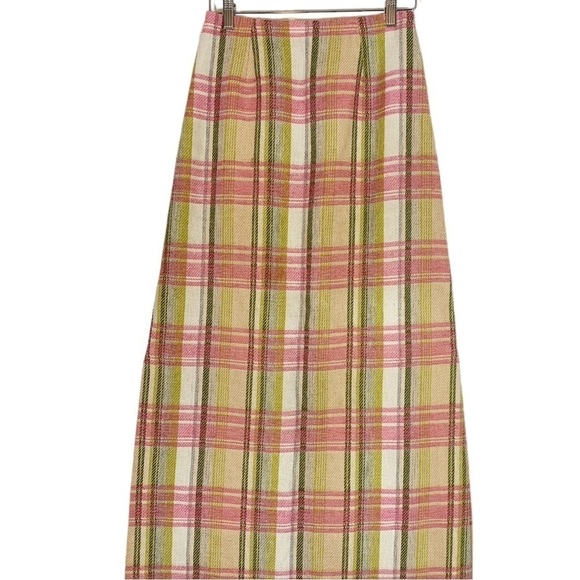 Vintage 1960s Wool Plaid Maxi Pencil Skirt Size S/M - Picture 1 of 4